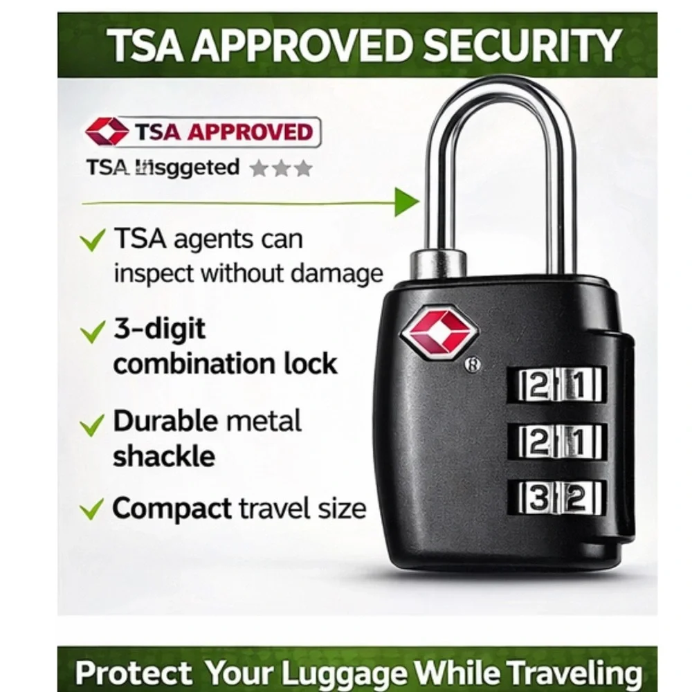 TSA Combination Padlocks - Black & Silver (Set‎ of 2)
